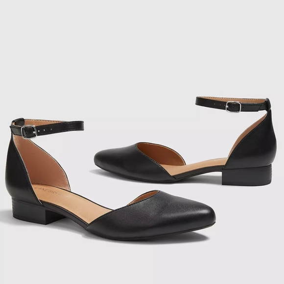 Lane Bryant NWOT 9W 2 Piece Ankle Strap Black Flats - Picture 1 of 10